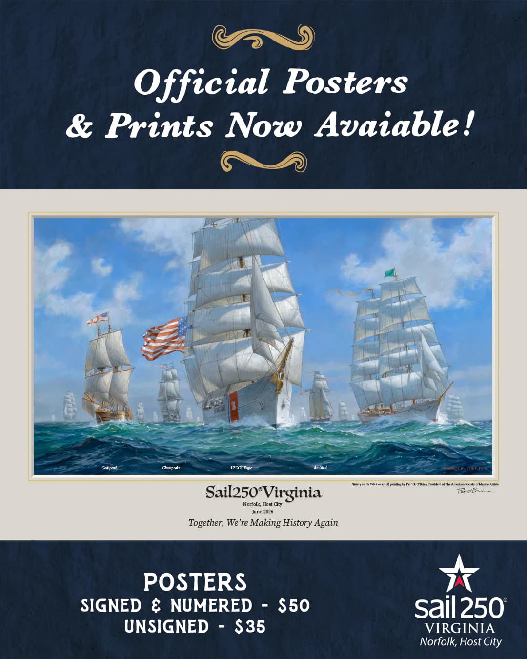 Poster edition of History on the Wind by Patrick O'Brien
